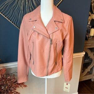NWT Levi Blush Faux Leather Biker style Jacket